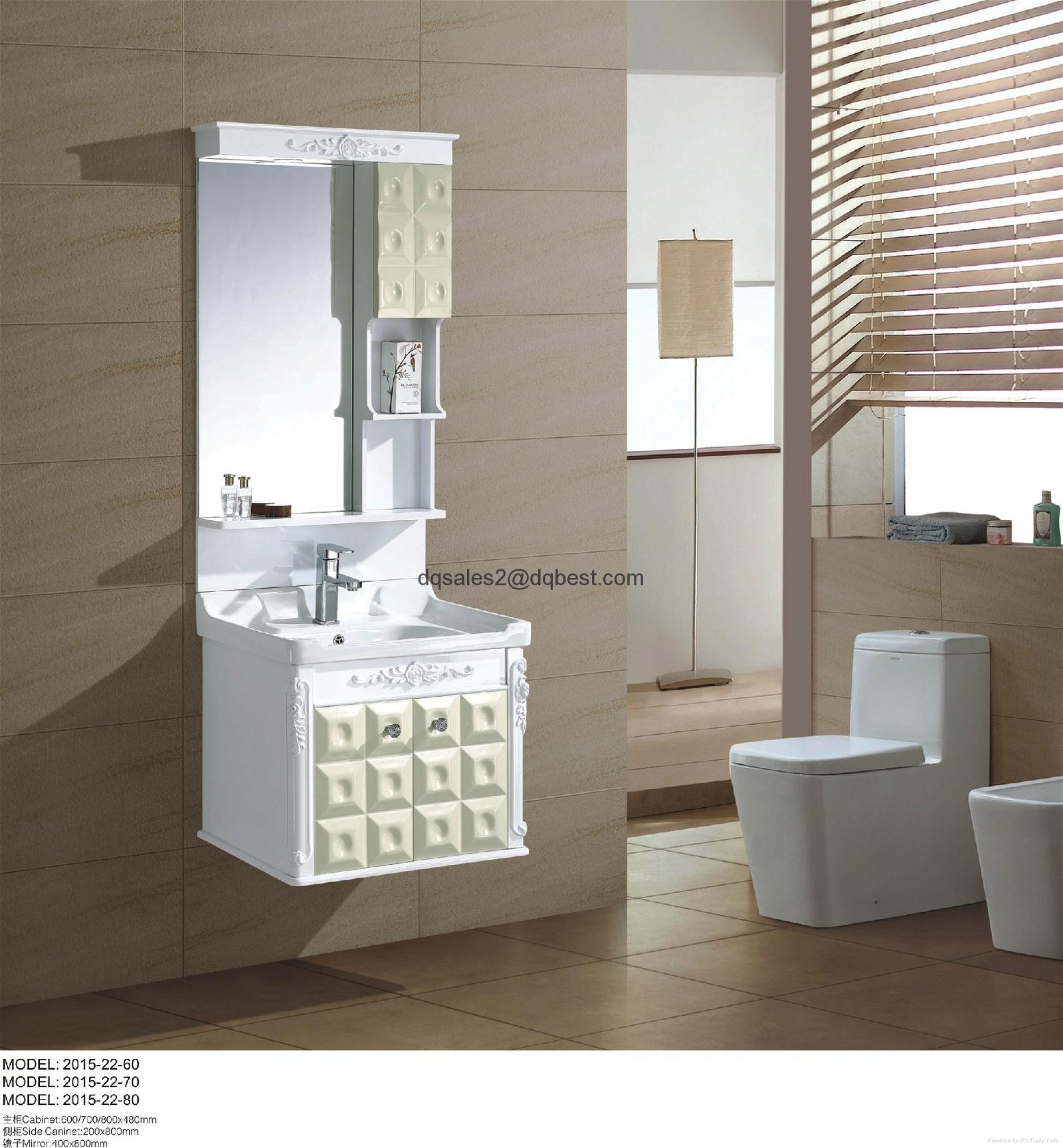 pvc bathroom cabinet with ceramic basin 2015-22-60