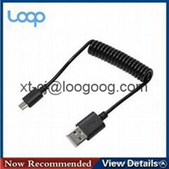 Spiral micro USB cable for Samsung/BlackBerry/HTC/Nokia/ZTE/Huawei