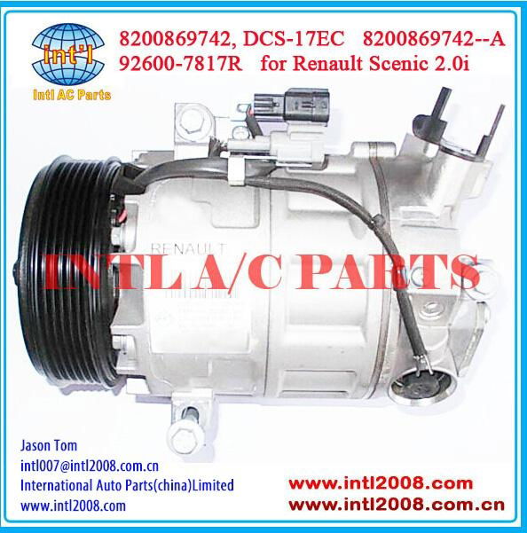China factory DCS-17EC auto ac air compressor for Nissan X-trail Renault Scenic 