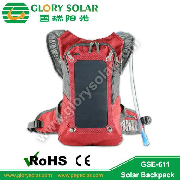 multifunction solar backpack with 6.5W solar charger and water bag 2