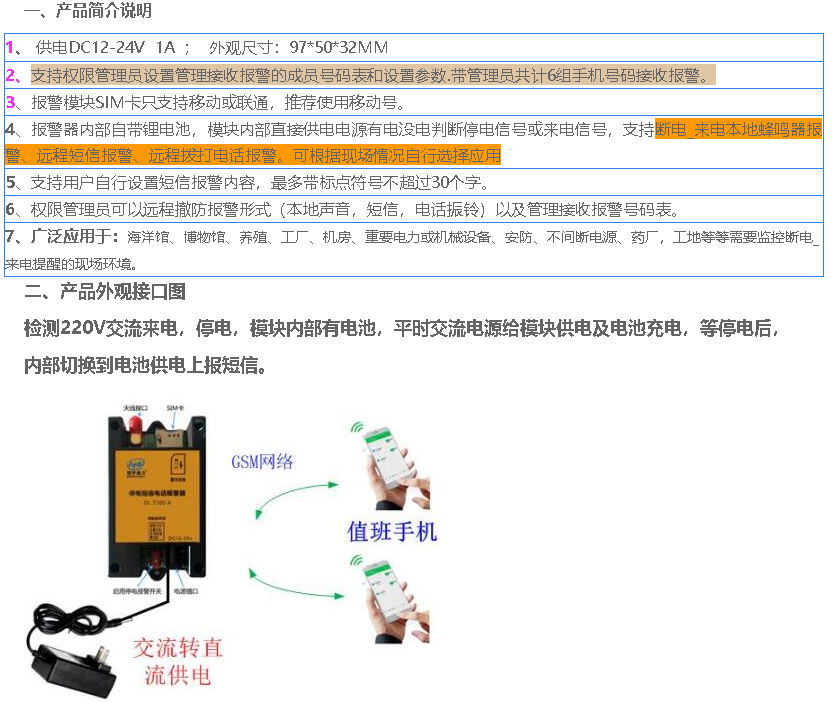 停電來電短信提示 斷電 來電短信報警 電話振鈴報警 2