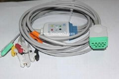 GE-Marquette One-piece 5-Lead ECG Cable with leadwires