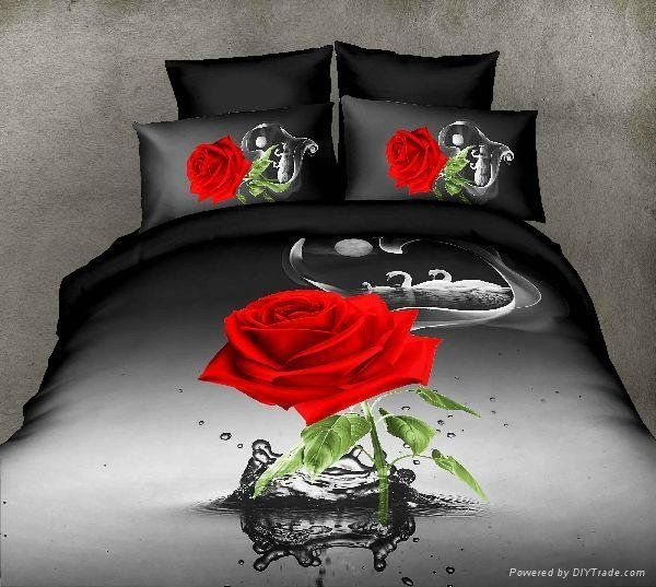Beautiful quilted bed sheet flower 3D Bedding Set 4