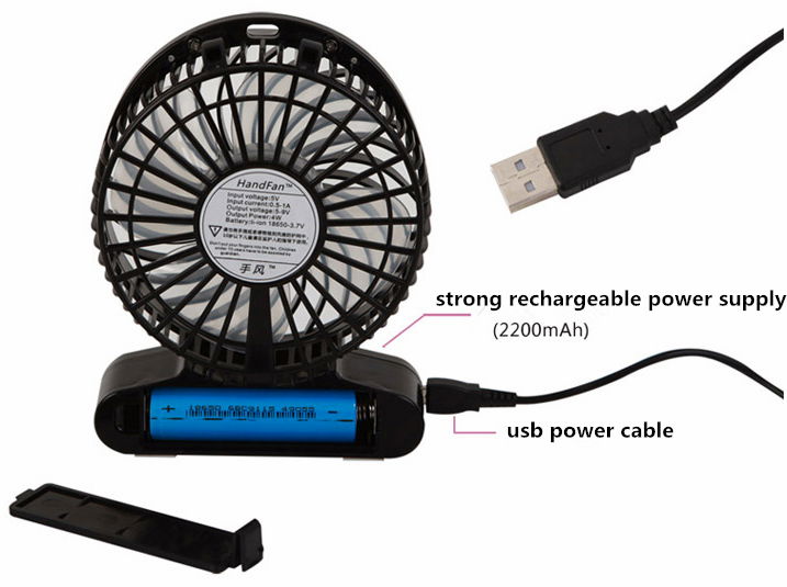 Handfan  usb mini battery Operated rechargeable fan with led light 2