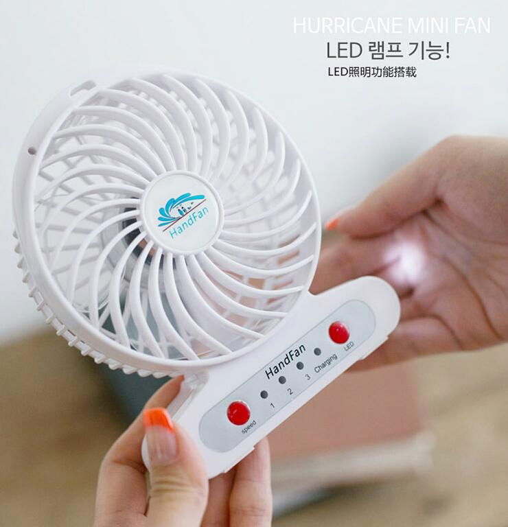 Handfan  usb mini battery Operated rechargeable fan with led light 4