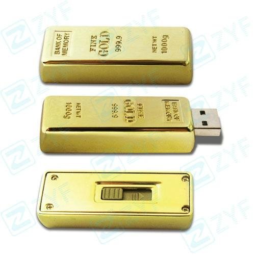 Excellent design gold bar shape usb flash drive