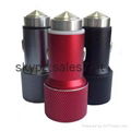 Dual USB car charger with aluminum alloy body part 5