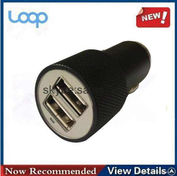 Dual USB car charger with aluminum alloy body part 3