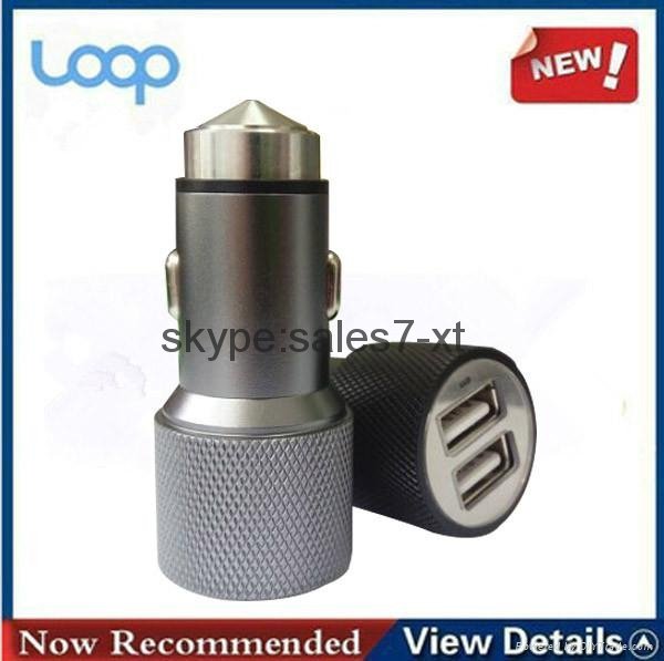 Dual USB car charger with aluminum alloy body part 2