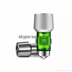 Like safety hammer, hot selling stainless steel double USB car charger