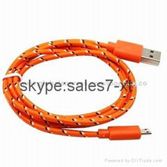 Round nylon USB cable for micro
