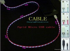 EL Visible current chasing flowing Light Micro USB 2.0 Data Sync Charge cable