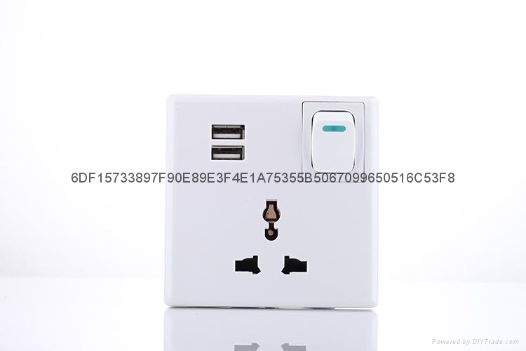 双USB墙壁开关万能插座86型