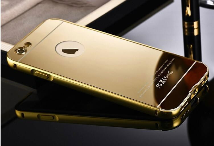 Gold aluminum Bumper phone case for iphone 6,iphone 6 metal bumper mirror case 3