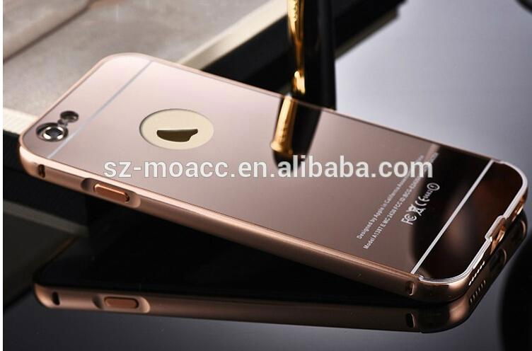 Gold aluminum Bumper phone case for iphone 6,iphone 6 metal bumper mirror case 4