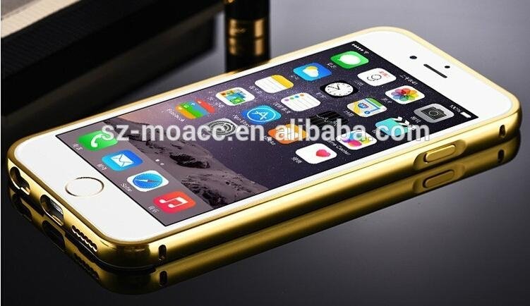 Gold aluminum Bumper phone case for iphone 6,iphone 6 metal bumper mirror case 5