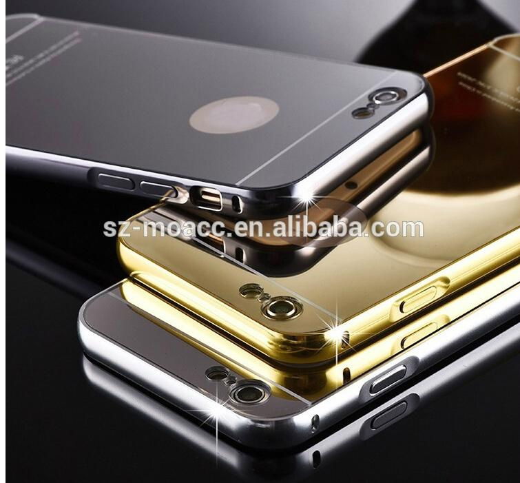 Gold aluminum Bumper phone case for iphone 6,iphone 6 metal bumper mirror case
