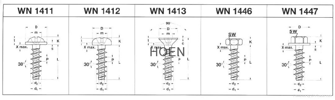  PT Screw WN1451 for fastening plastic 2