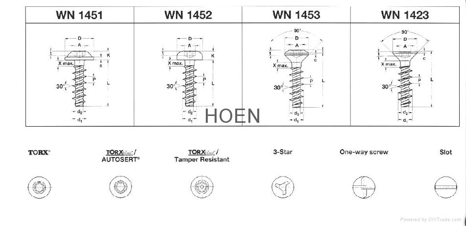 WN1411 WN1412 WN1413 WN1446 Thread Forming Screw for Plastics 3