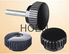 Knurled grip knobs with threaded stud, steel zinc plated