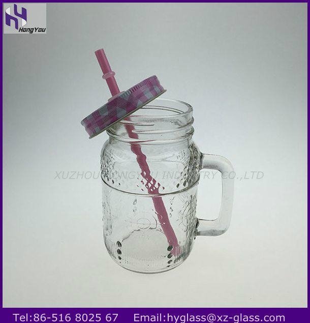 450ml mason glass jar with handle 4