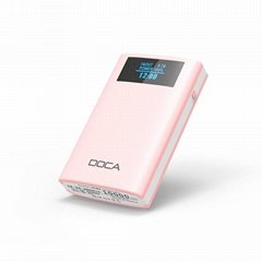 OLED display 10000mah power bank showing time and Alarm function