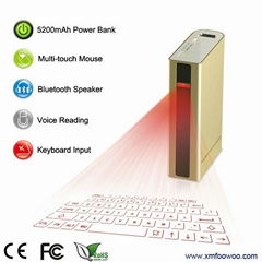 2015 popular laser keyboard with power bank for smartphone