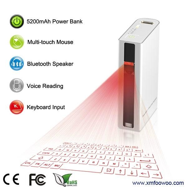 2015 popular laser keyboard with power bank for smartphone 3
