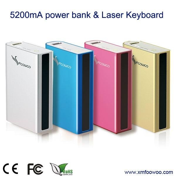 2015 popular laser keyboard with power bank for smartphone 2