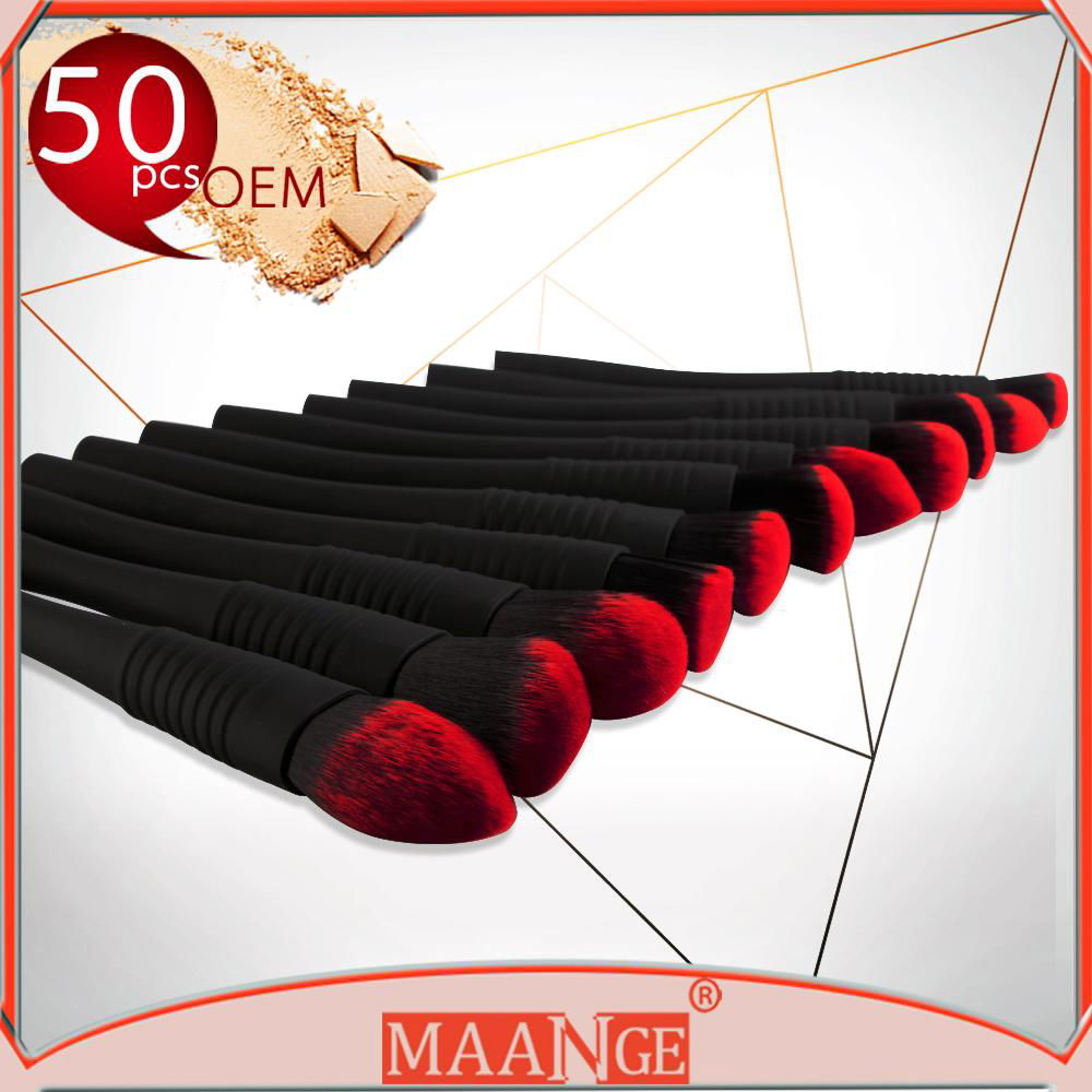 50pcs OEM MAANGE plastic handle angled kabuki eyebrow brushes/angled brow brush  2