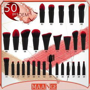 50pcs OEM MAANGE plastic handle angled kabuki eyebrow brushes/angled brow brush 