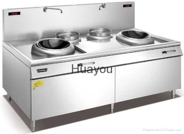 Commercial Induction Cooker with Double-head and Double-stock Pot