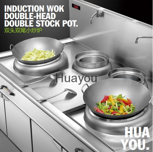 Commercial Induction Cooker with Double-head and Double-stock Pot 2