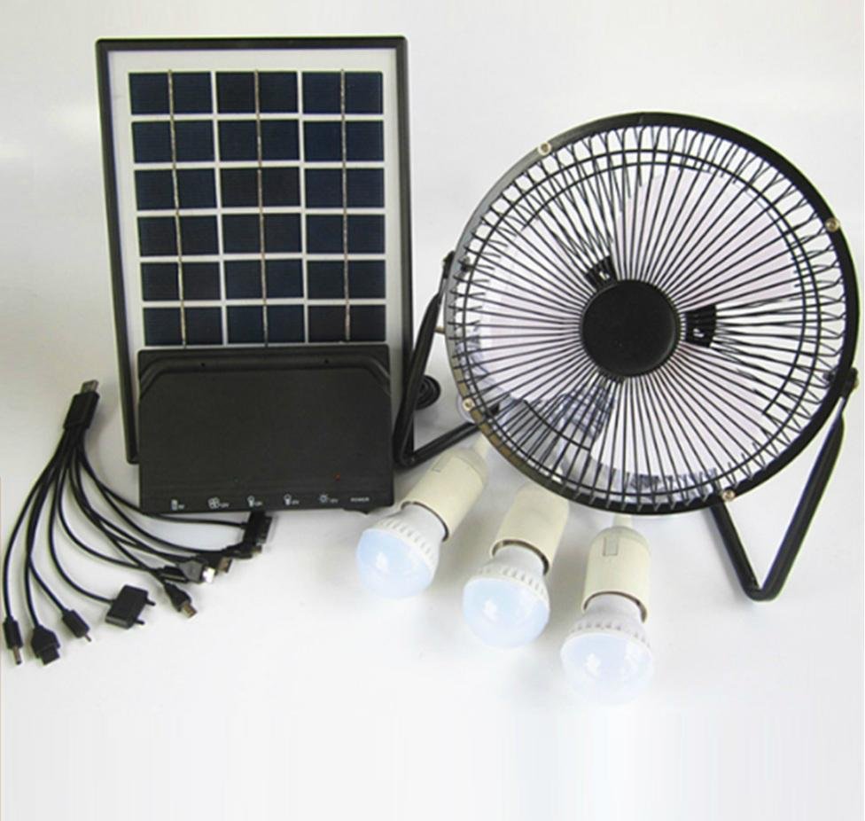 Solar energy light with fan 3W LED bulb 5W solar panels 2