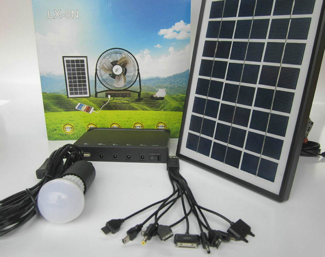 Solar energy light with fan 3W LED bulb 5W solar panels 4