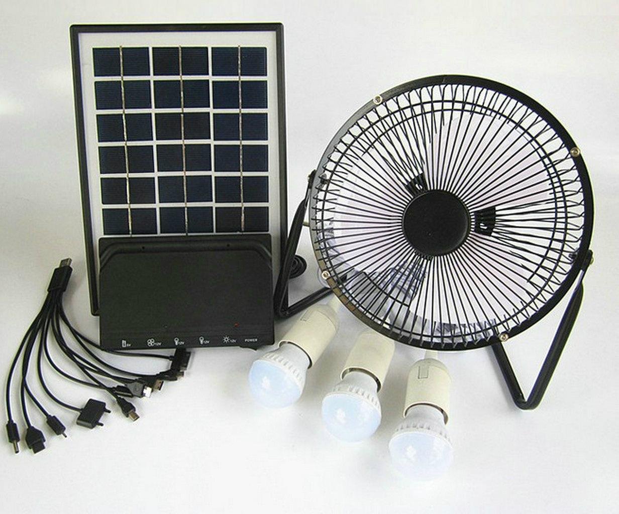 Solar energy light with fan 3W LED bulb 5W solar panels