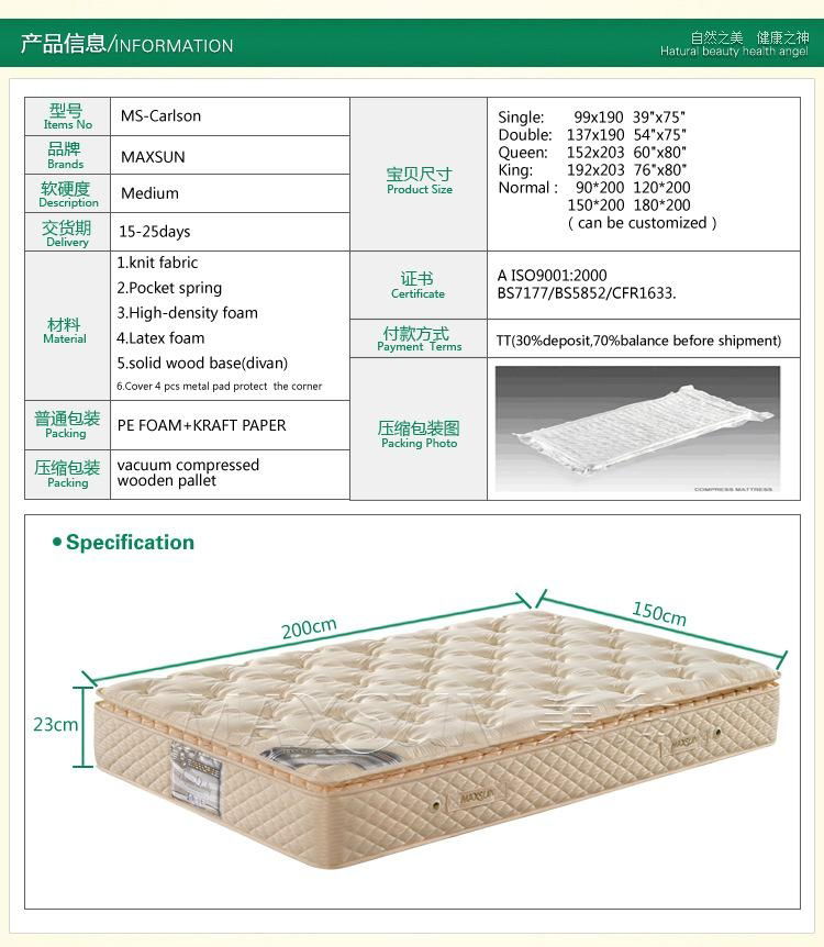 2015 Healthy Rest Spring Bed Mattress (Ms-calson) 4