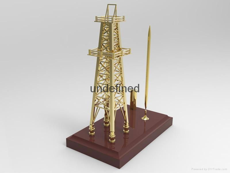 Diecast Oil Rig Derrick Model with Pen Holder 3