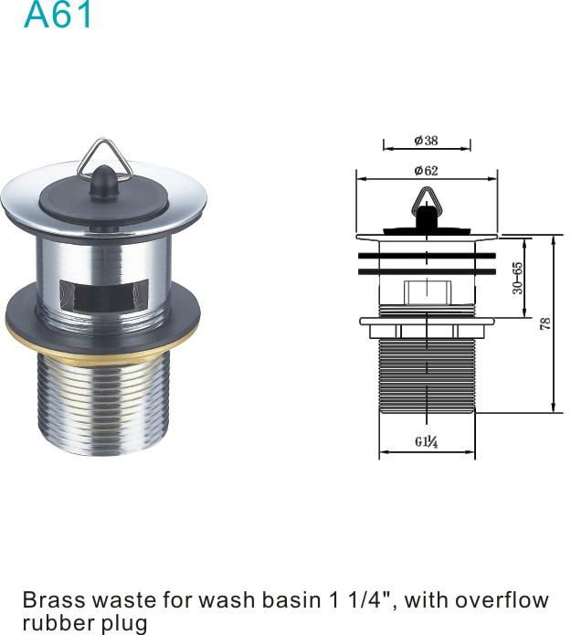 1 1/4“ Brass waste for wash basin