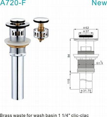 1 1/4“ Brass push up waste for wash basin