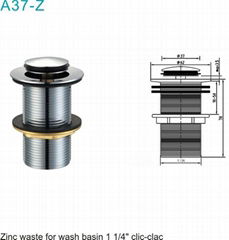 1 1/4“ Zinc push up waste for wash basin