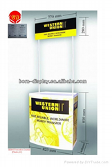Advertising Display Two Iron Poles Standinf Wooden Head Boad Portable Plastic Pr