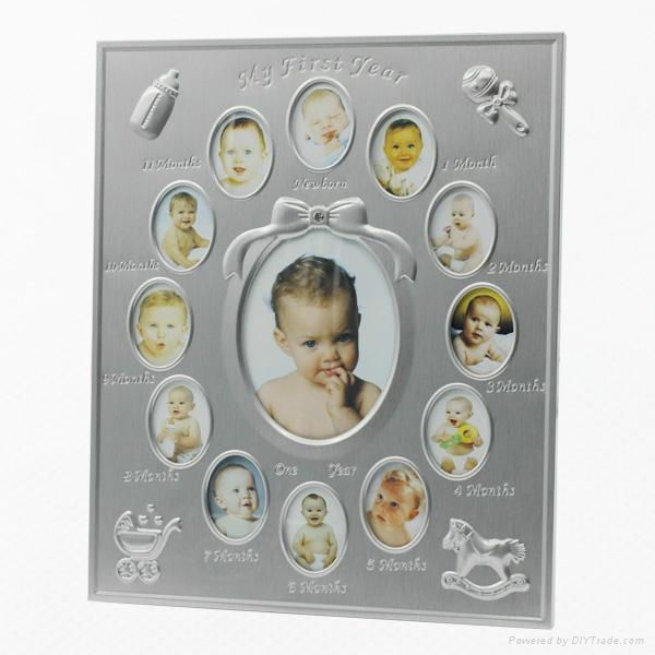 2015 popular design hot selling metal 12 month baby  photo frame 