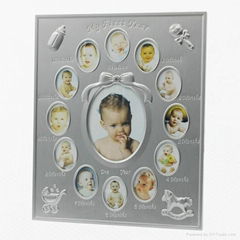 2015 popular design hot selling metal 12 month baby  photo frame 