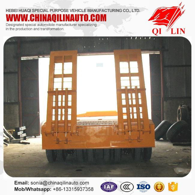 Factory lowest price 2 line 4 axle low bed truck trailer for sale  2