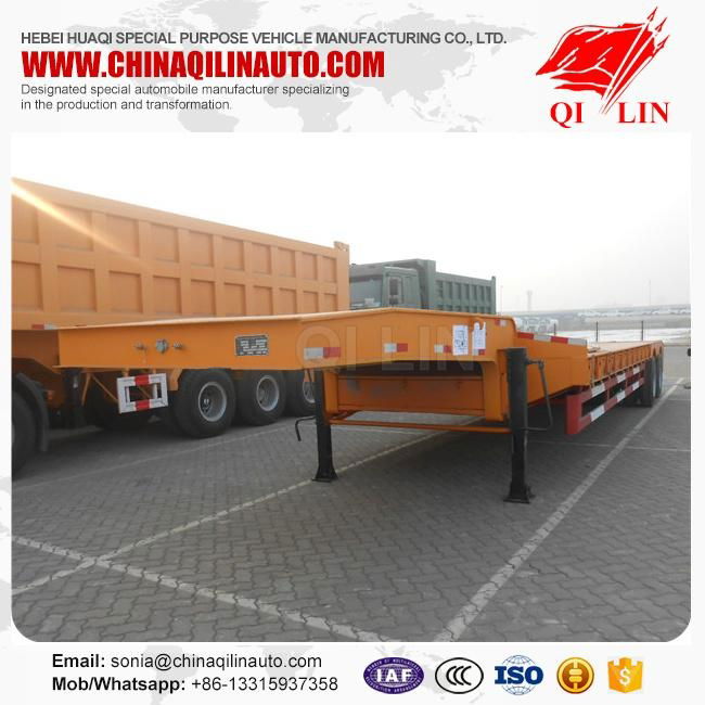 Factory lowest price 2 line 4 axle low bed truck trailer for sale  3