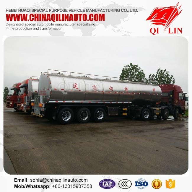 2016  lowest price BPW axle stainless steel Milk tanker trailer for sale 