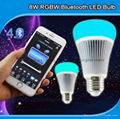 futlight LED Music control Bulb Wireless Bluetooth RGB+CCT 8w color changhe LED  4