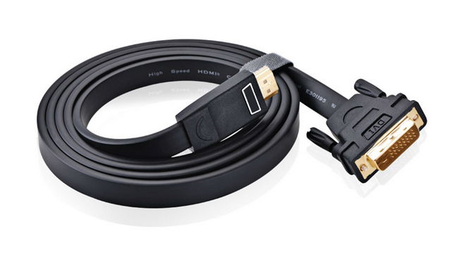 Flat HDMI Male to DVI 24+1 Male Cable Gold Plated