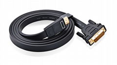 Flat HDMI Male to DVI 24+1 Male Cable